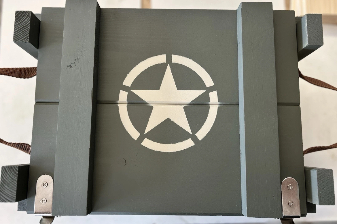 Freedom Crate Classic Army crate top stencil view