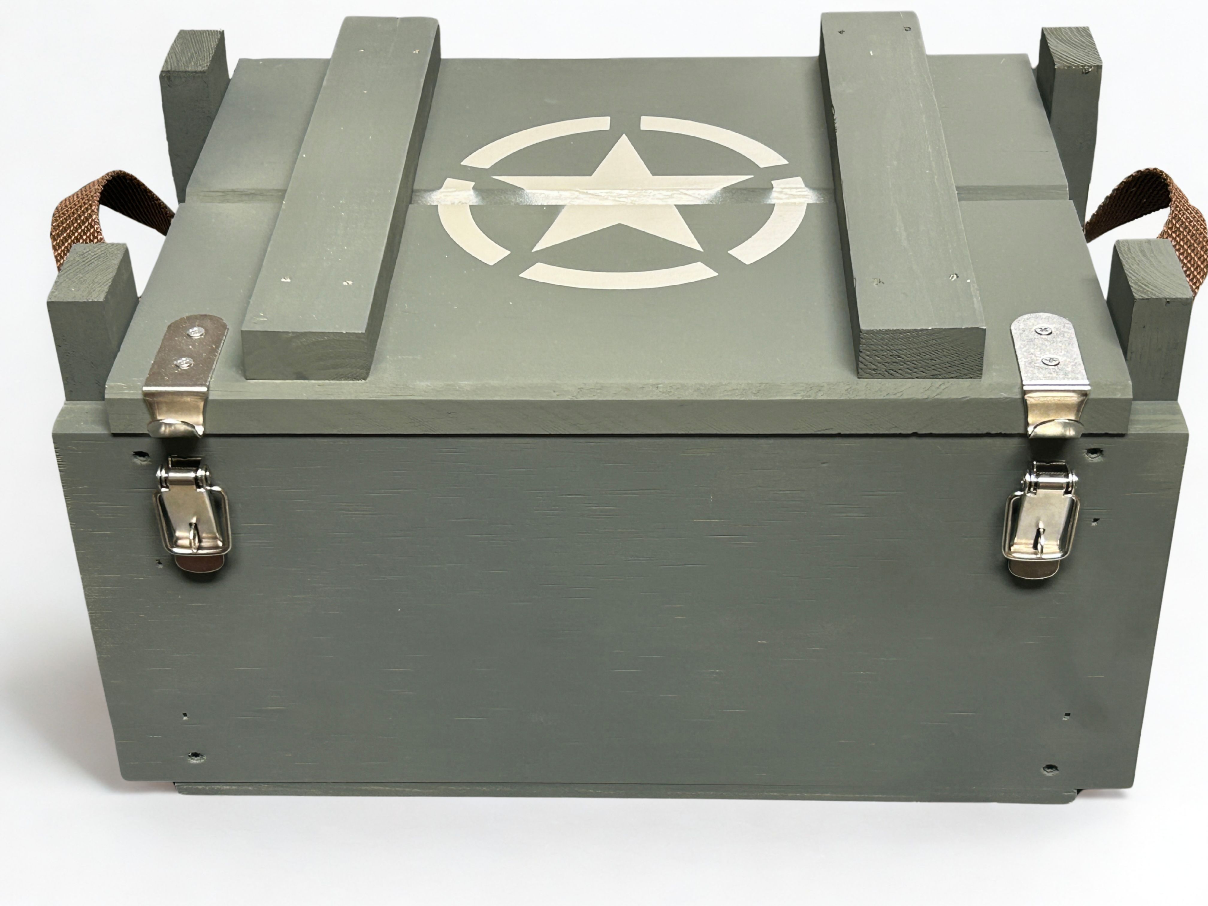 Top view of U.S. Army wooden ammo box