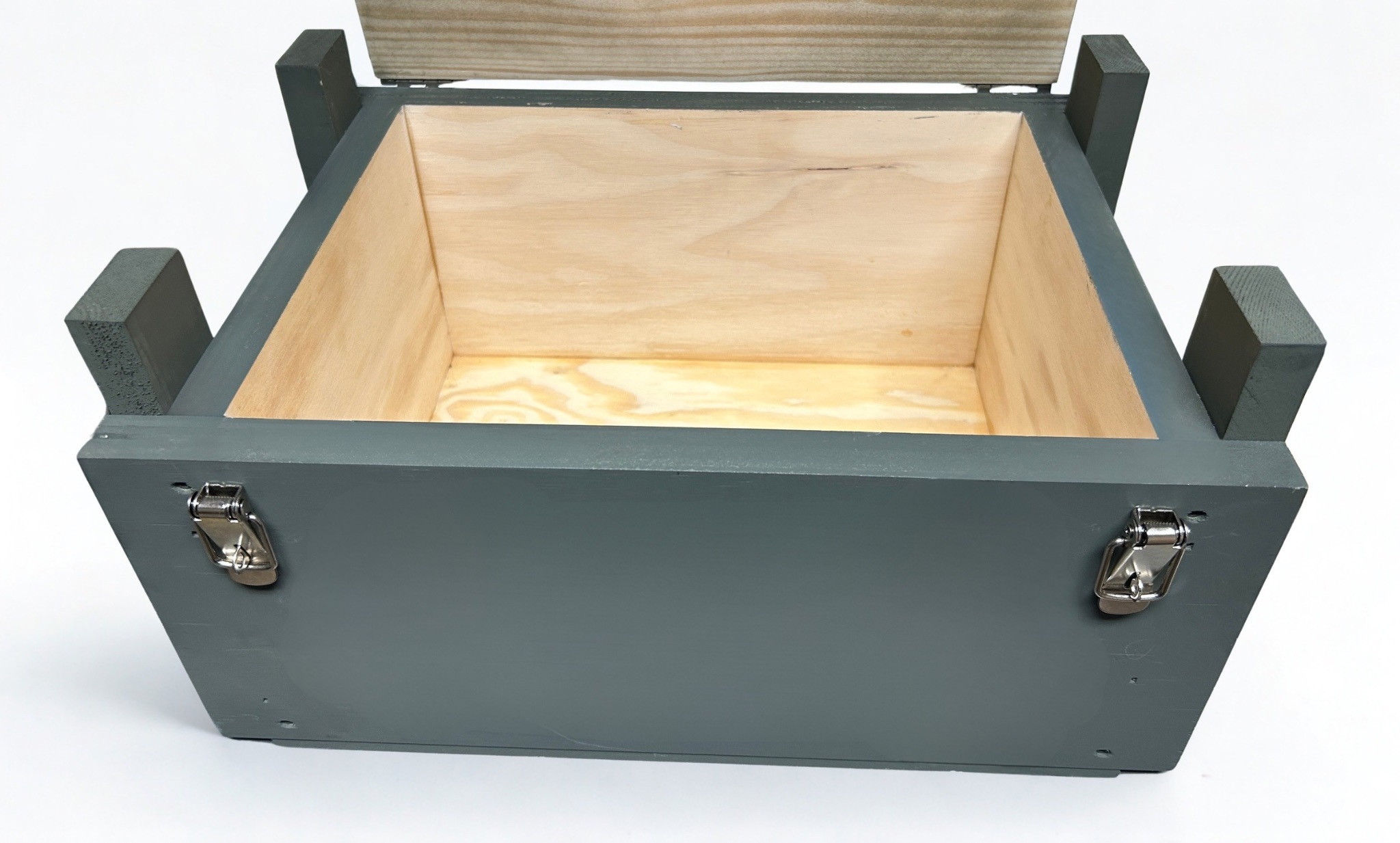 Interior of U.S. Army wooden ammo box