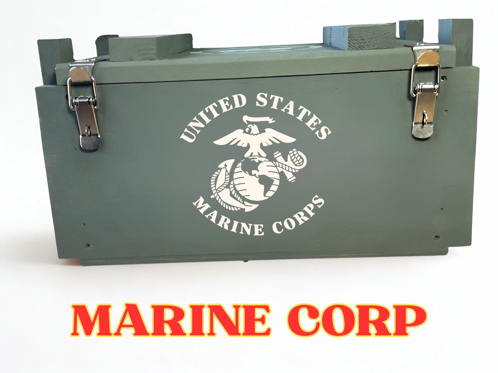 Marine Corps wooden ammo box by Freedom Crate Co.