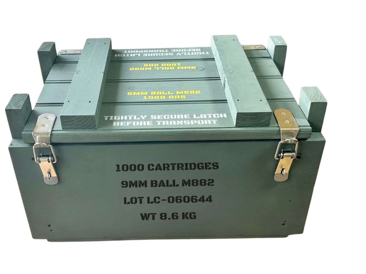 9mm wooden ammo storage crate by Freedom Crate Co