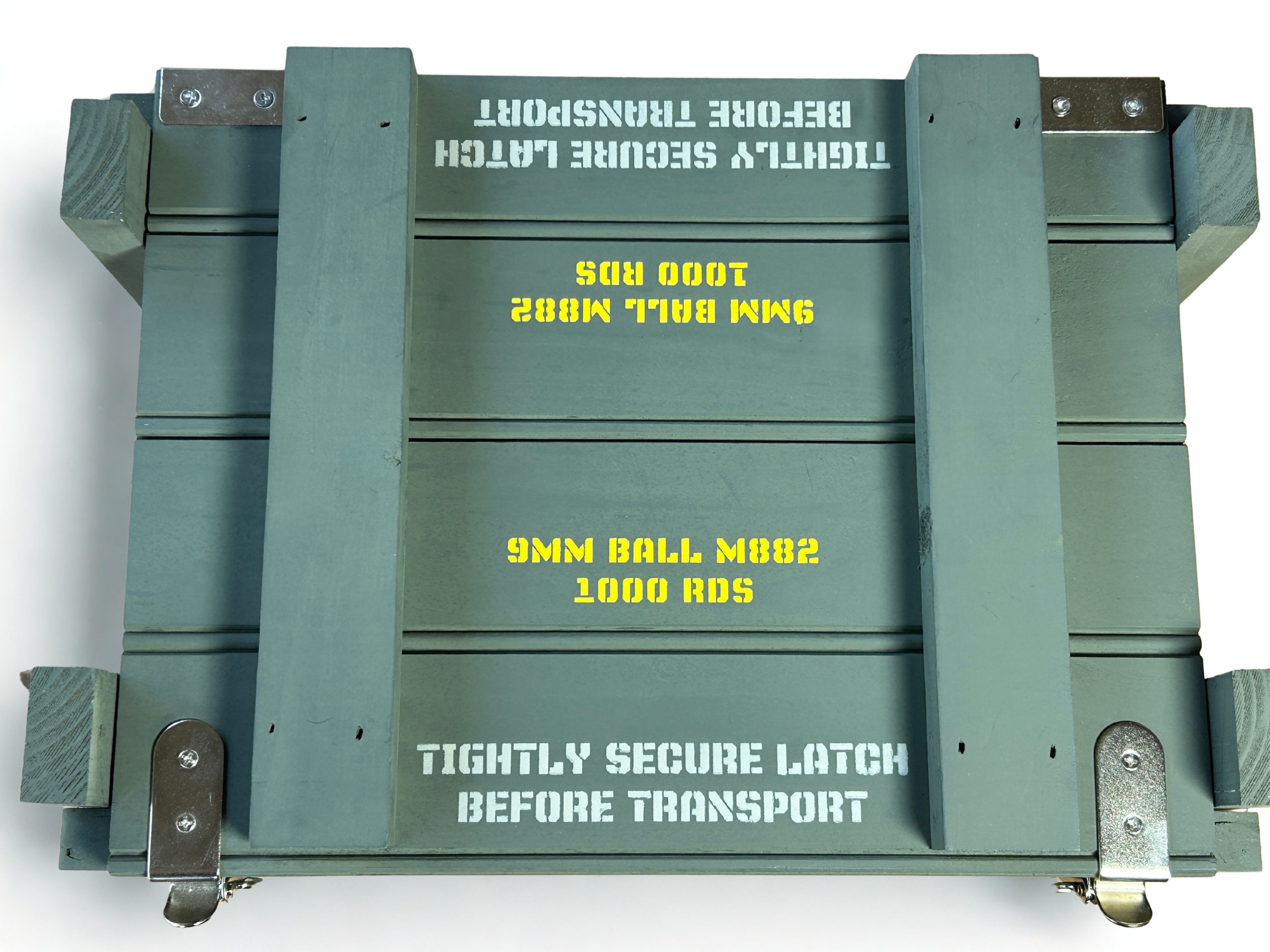 Top view of 9mm wooden ammo crate