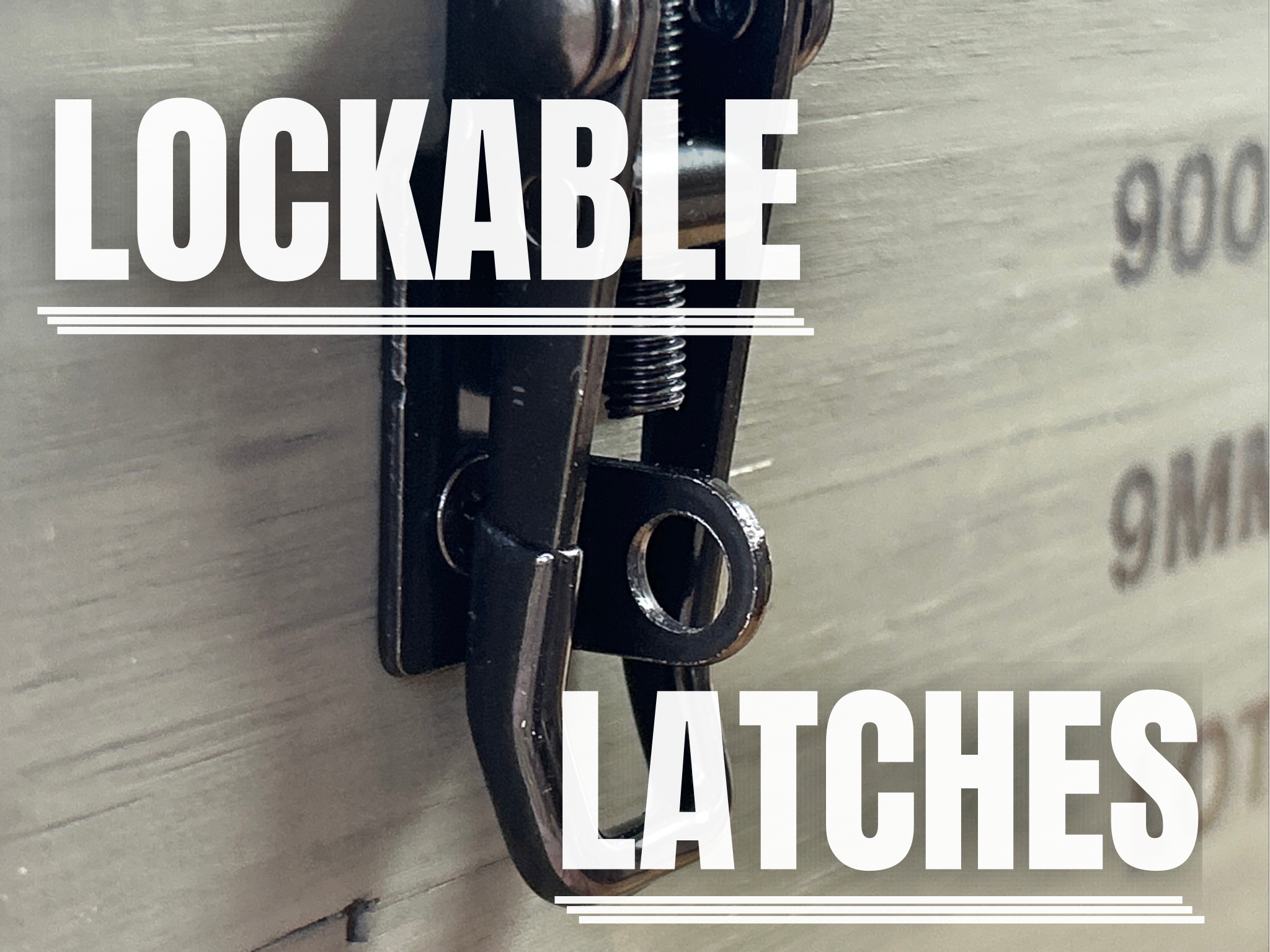 Close-up of lockable toggle latch on a Caliber Collection ammo crate