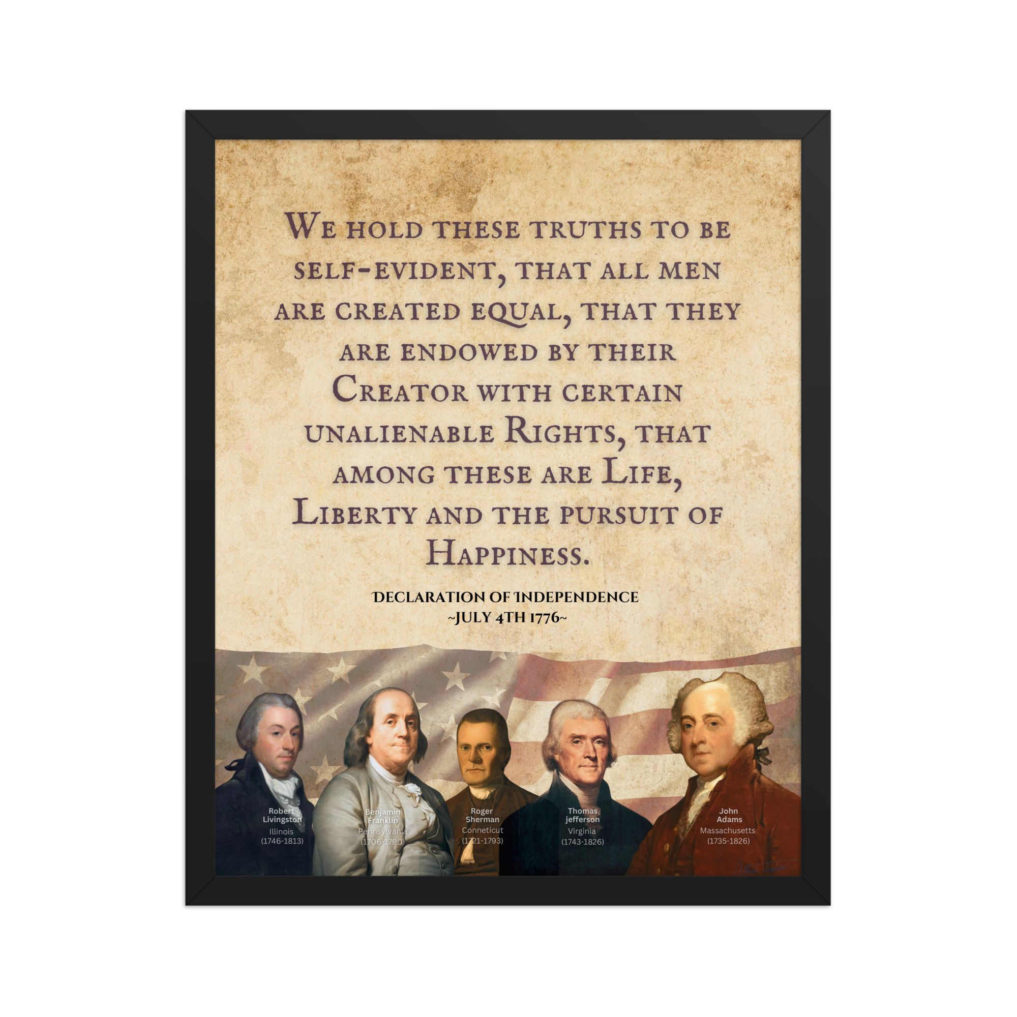 Declaration of Independence — Founders Wall Art — 18×24, black frame (mockup)