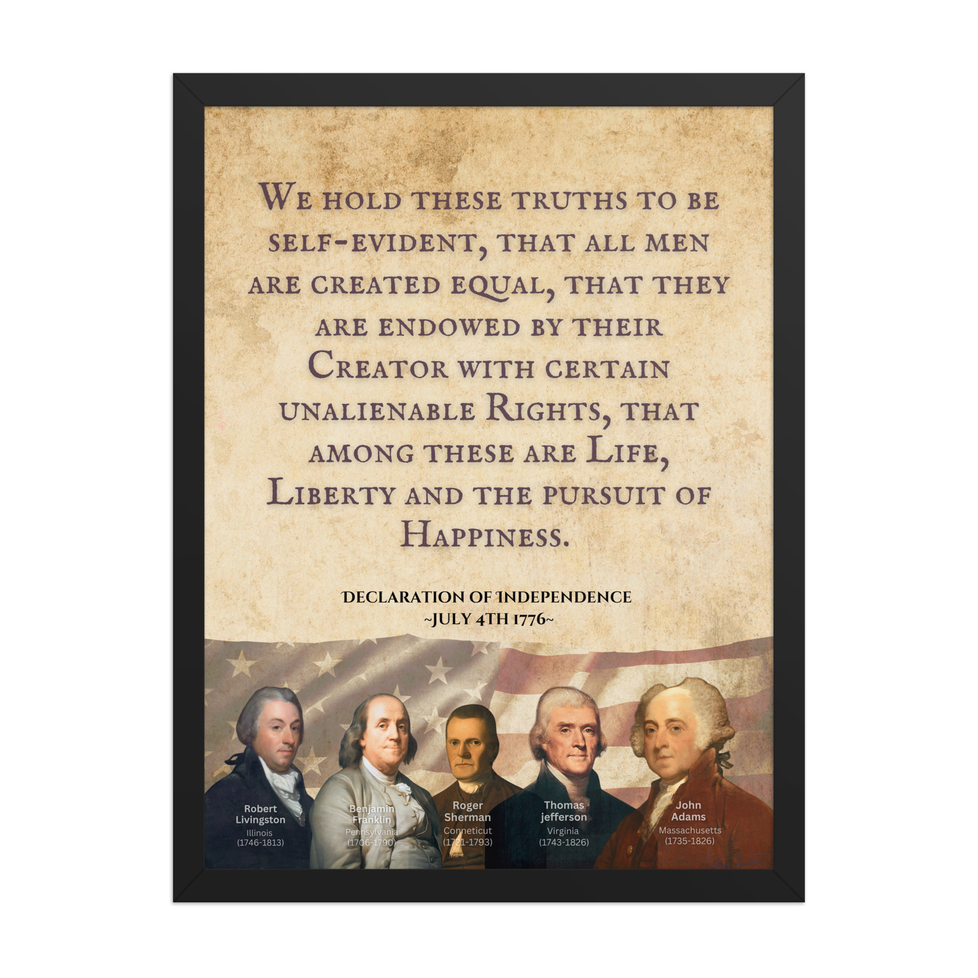 Declaration of Independence — Founders Wall Art — black frame mockup