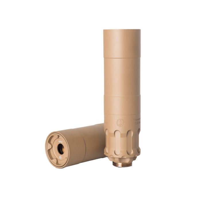 Close-up of a suppressor for a Freedom News gear spotlight