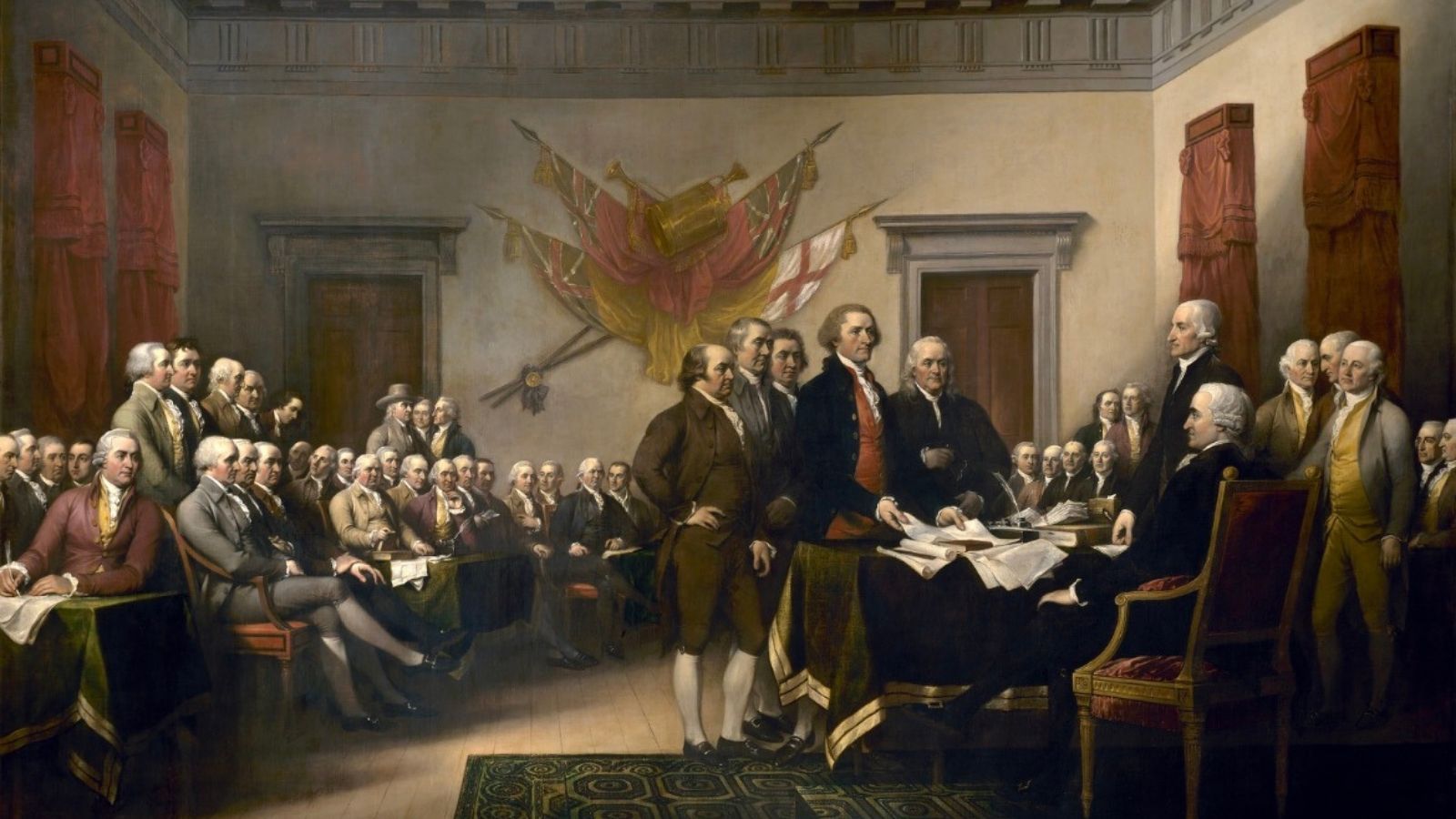 John Trumbull painting of the Declaration of Independence being presented to Congress