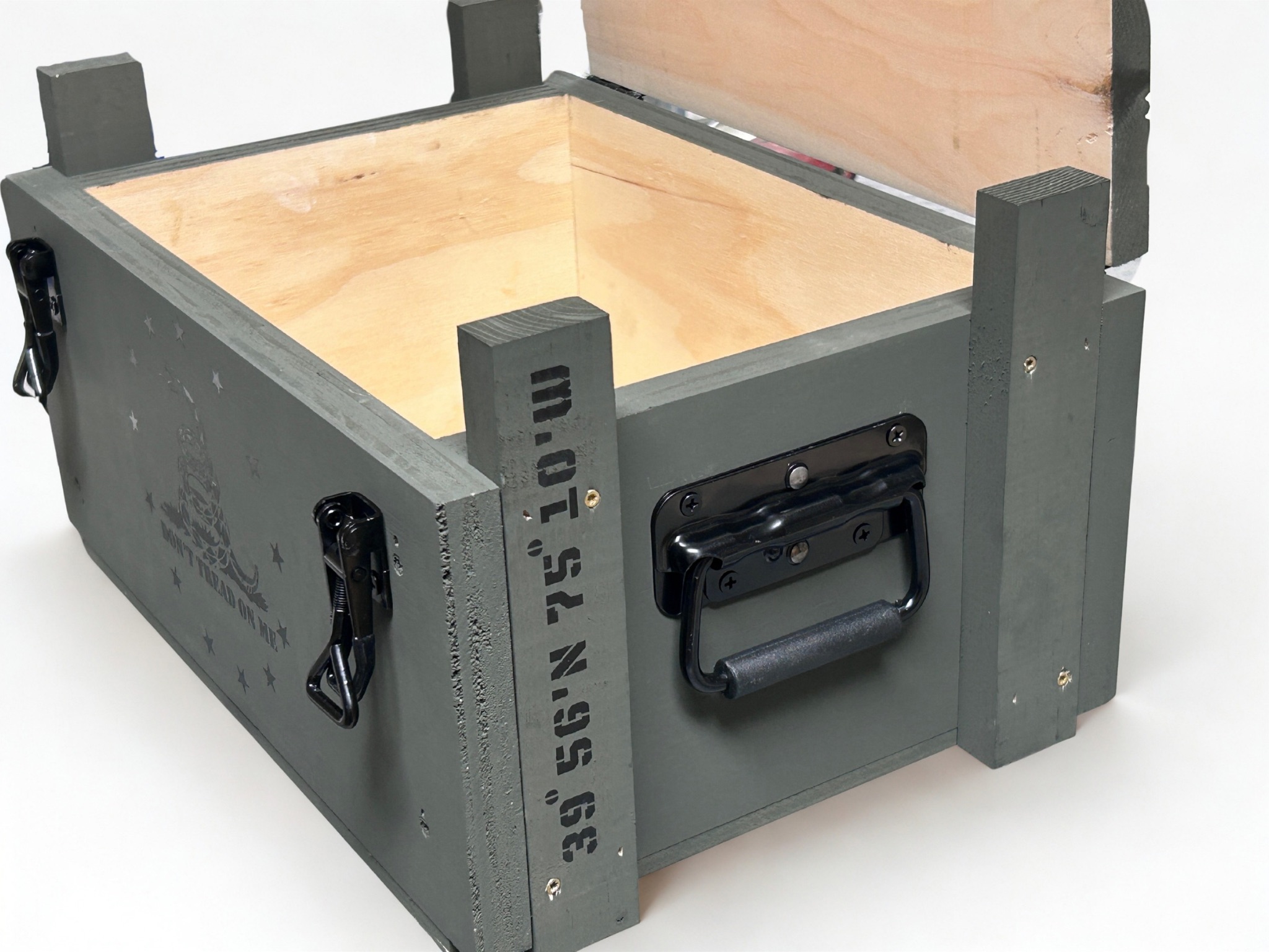 Angled view of Liberty Edition wooden ammo box