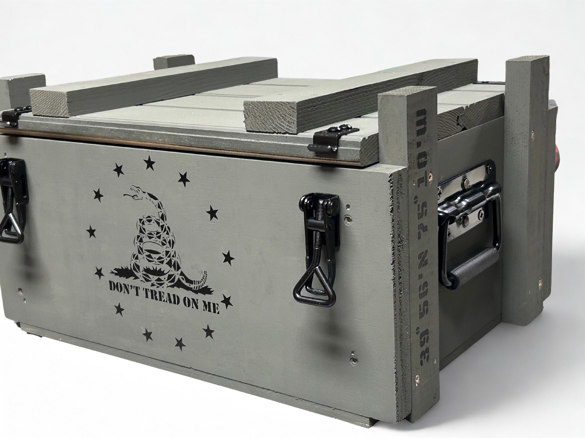 Second angled view of Liberty Edition wooden storage crate