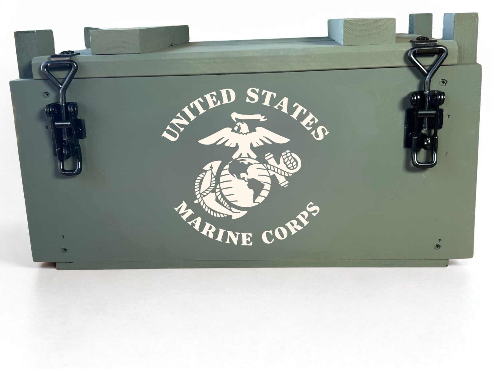 Marine Corps wooden storage crate front view