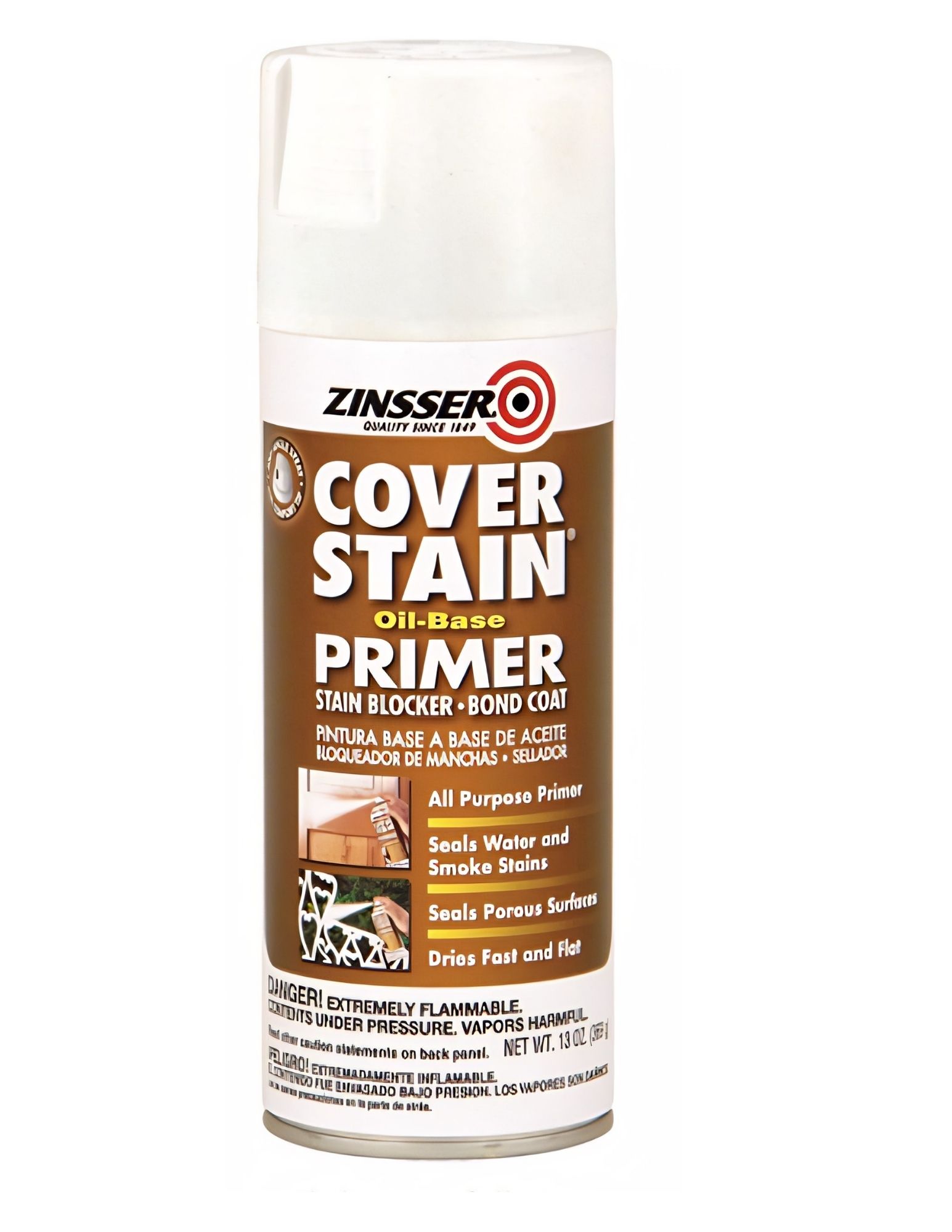 Zinsser Cover Stain 3608 oil-base primer used during Freedom Crate Co stencil adhesion testing