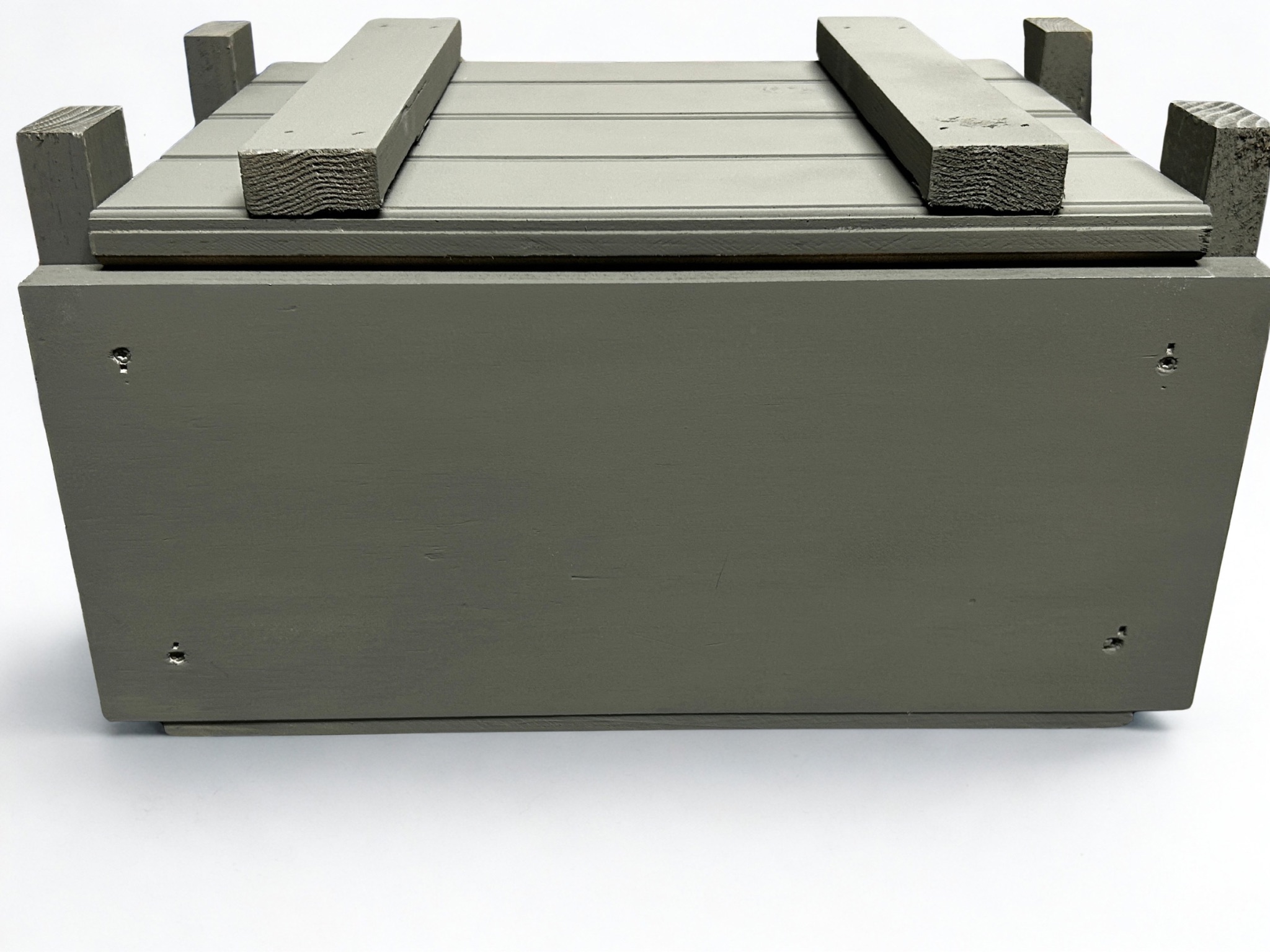 Traditional slide top ammo crate front view