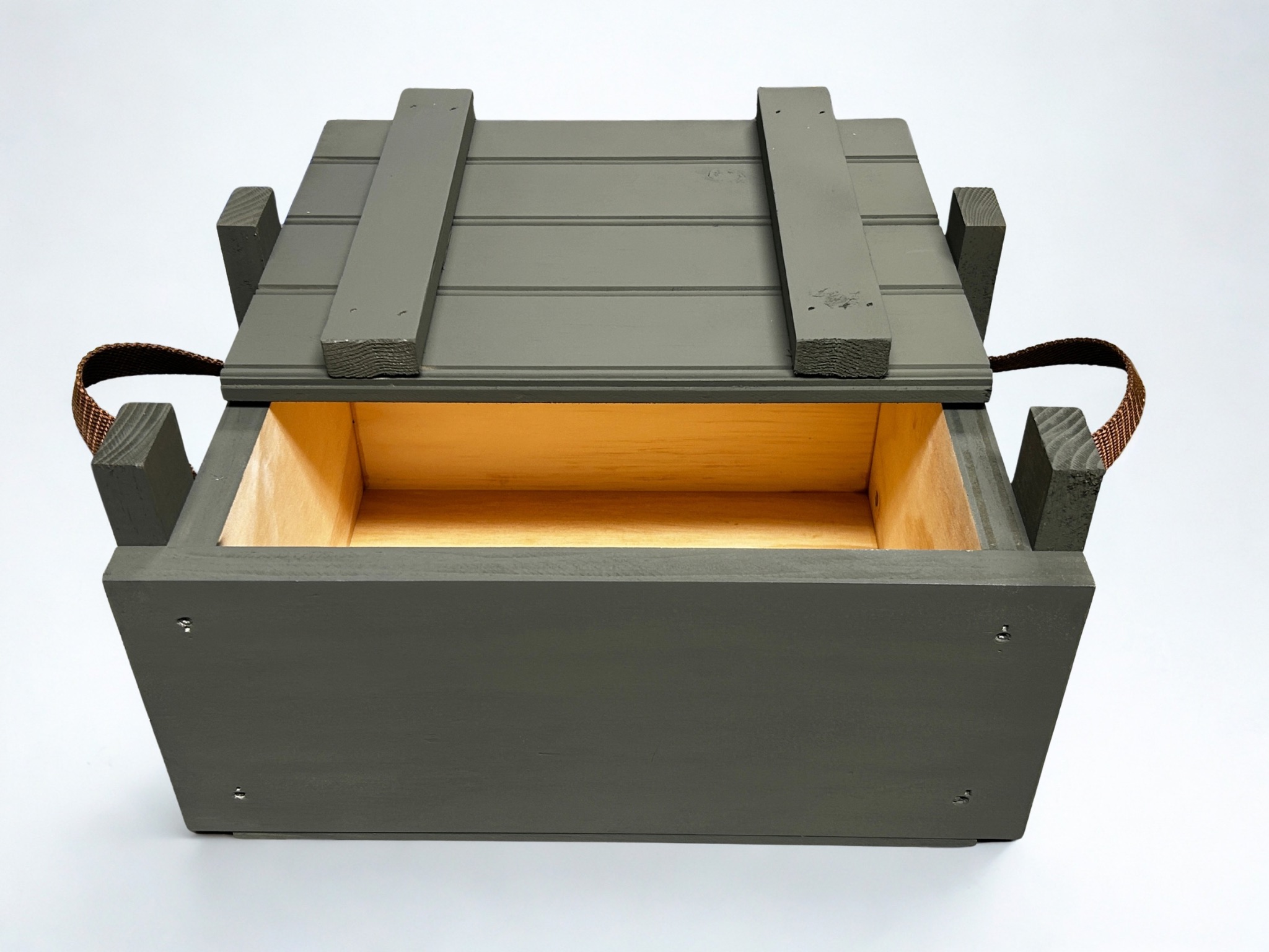 Open front view of the Traditional Slide Top Ammo Crate