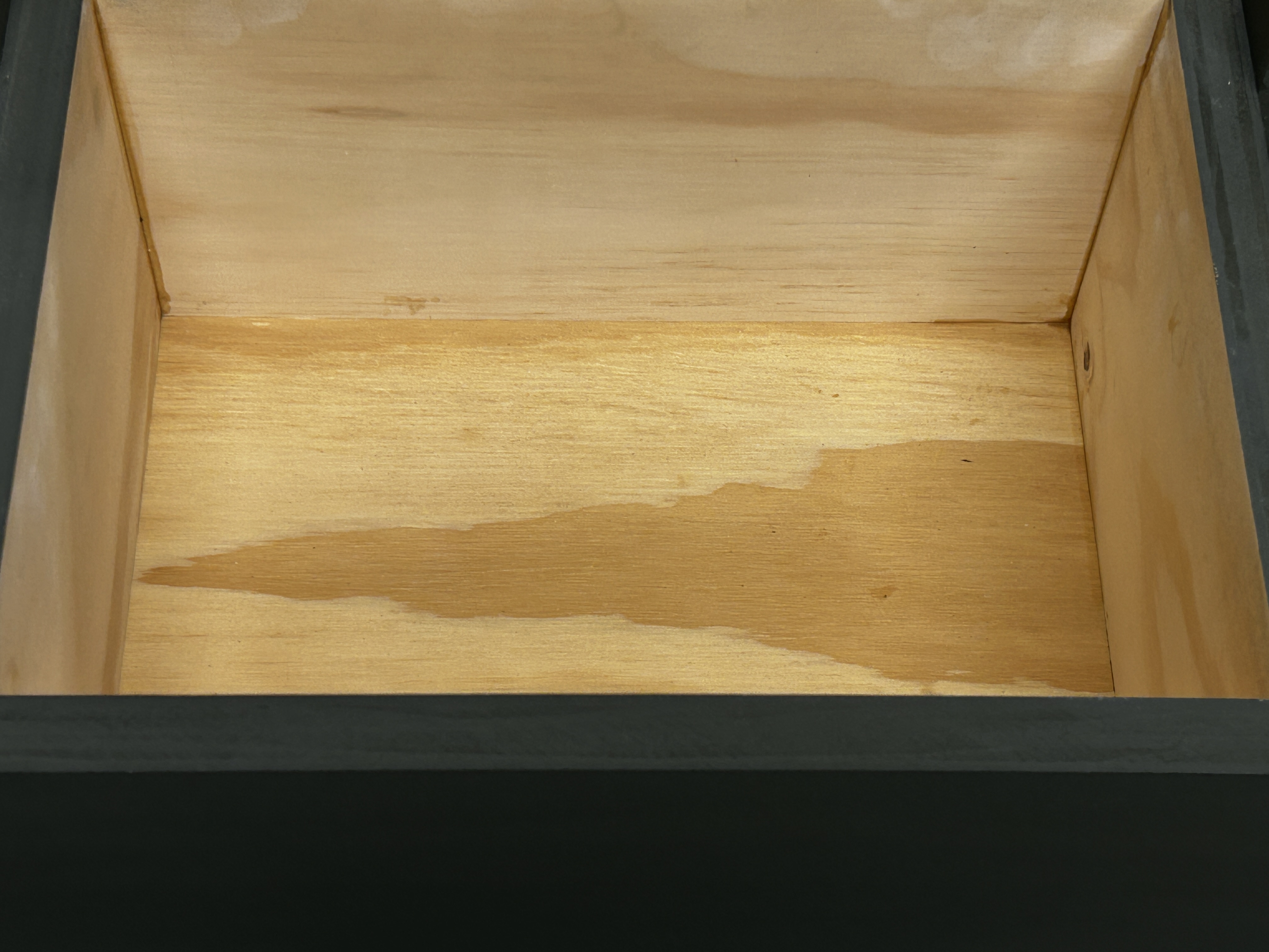 Traditional slide top ammo crate steel handle base interior view