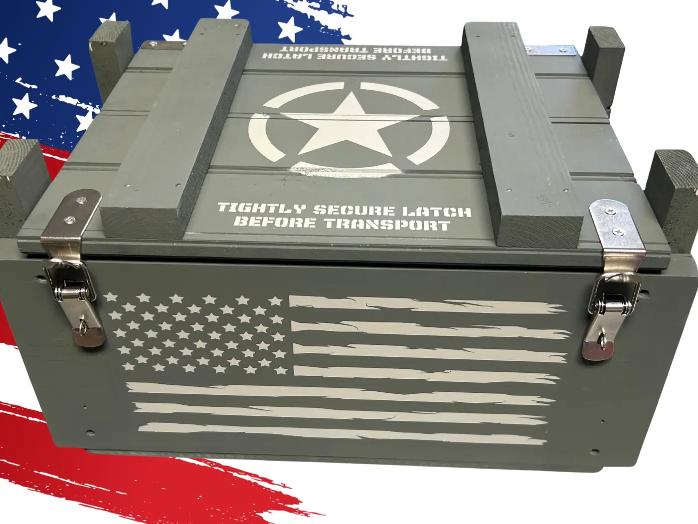 Freedom Crate 250th Anniversary patriotic wooden ammo box