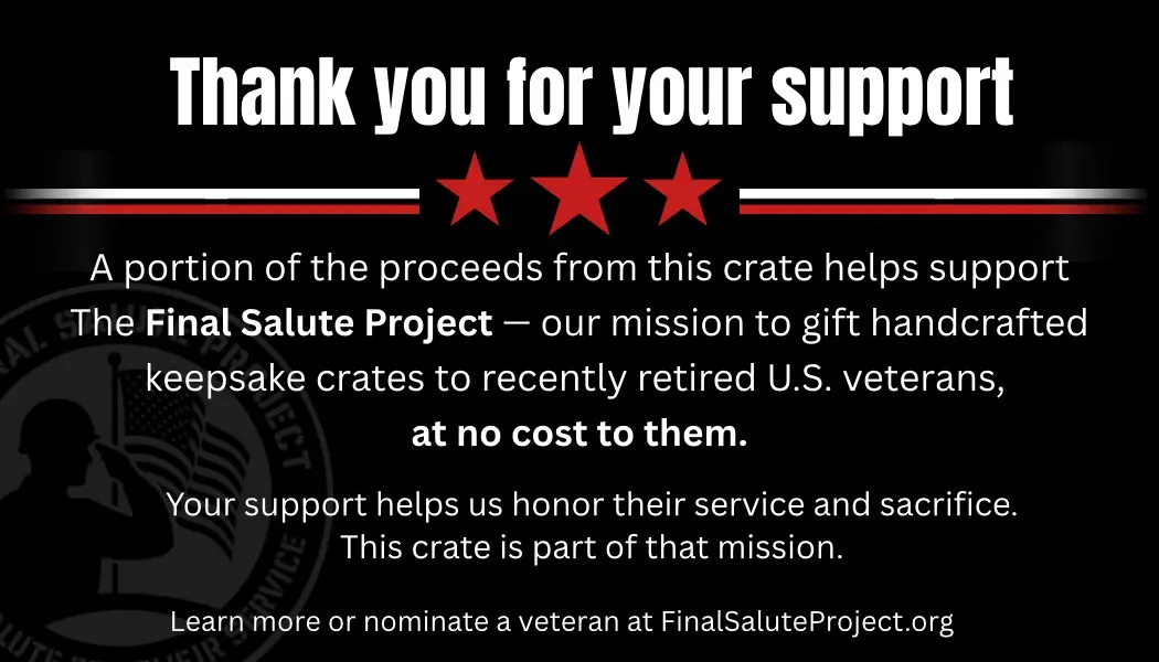 A handcrafted Final Salute keepsake crate honoring military service